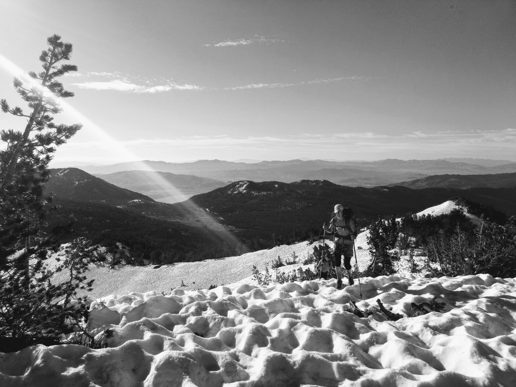 Snow on the Tahoe Rim Trail Desolation Wilderness section in July 2019.