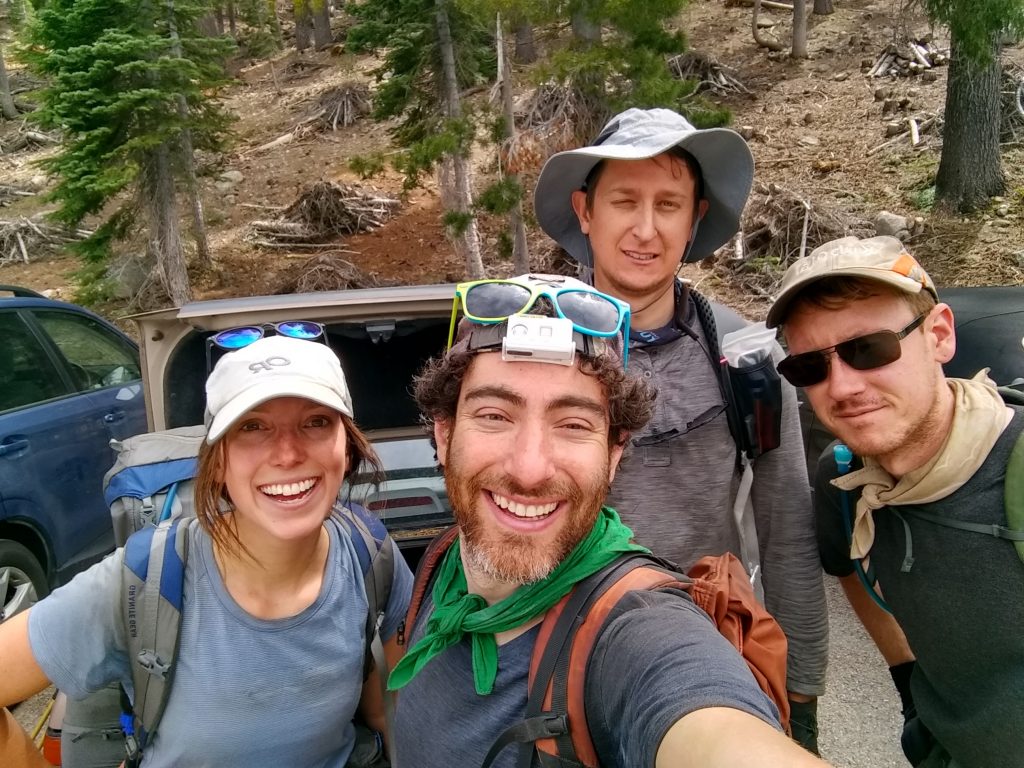 Natals and Ben at the finish of the Tahoe Rim Trail, first thru-hike complete.