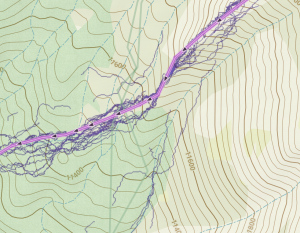 An image showing that the line I've drawn is an approximation of the recorded strava tracks.