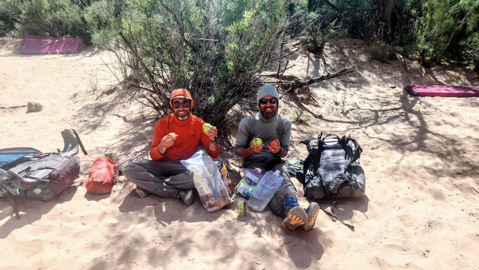 Feasting on produce, courtesy of River Rafters.